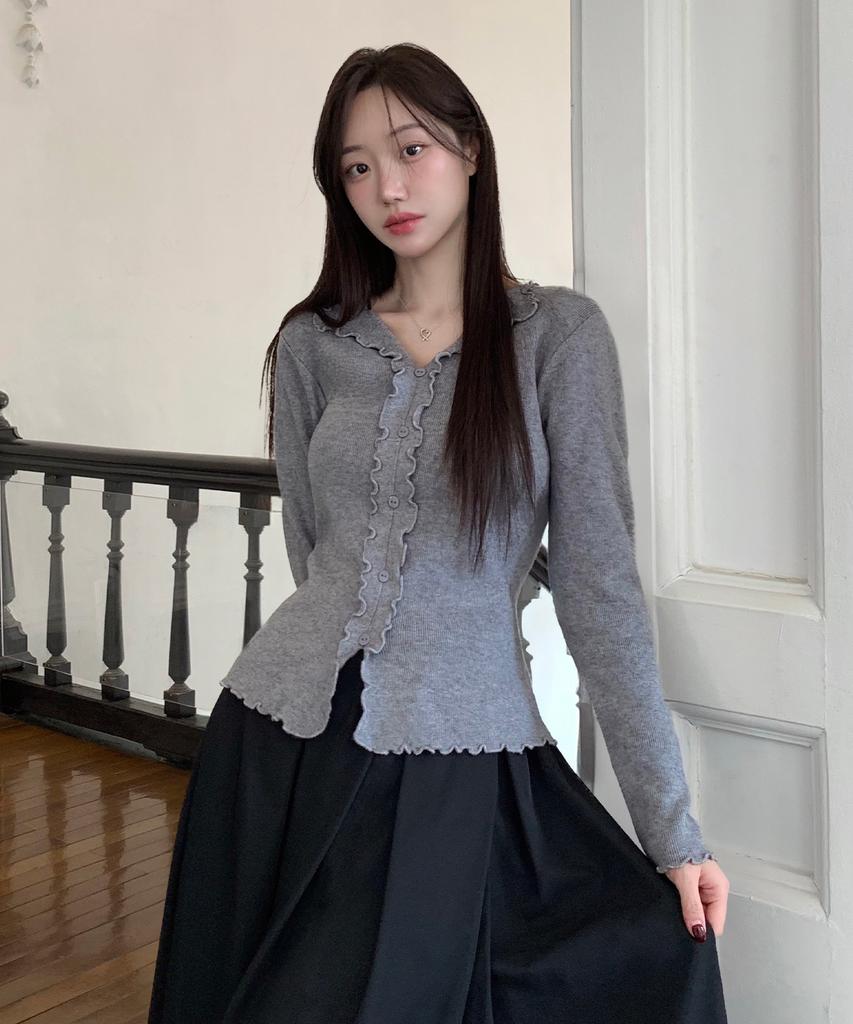 BASIKA Slim Ruffle Knit (Gray)