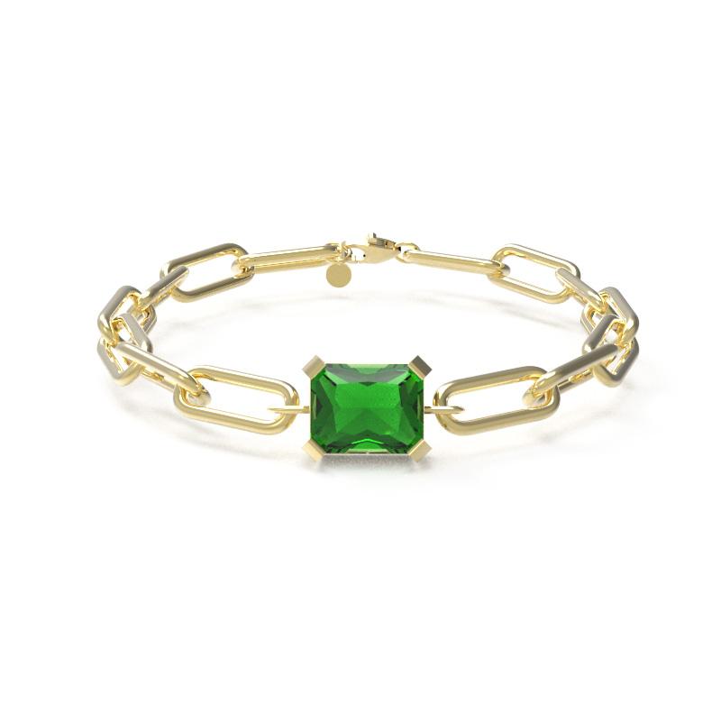 Custage Heritage Emerald Green Emerald Cut Main Chain Bracelet