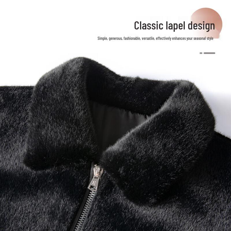 MONTAGUT Herren Warme Jacke aus Schaffell mit Faux-Nerz-Futter