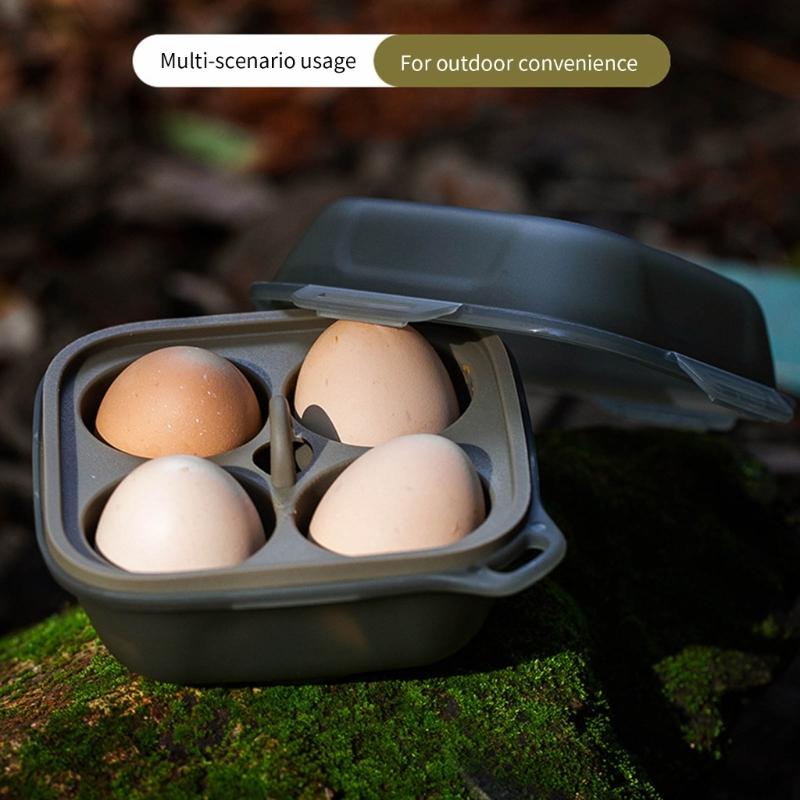 Practical 4 Compartment Eggs Container With Shockproof Silicone Protections Eggs Holder for Outdoor Camping Picnics