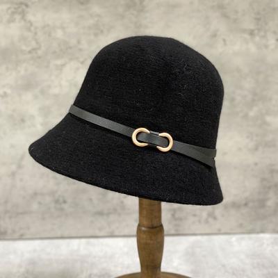 Japanese Autumn Simple Belt Knitted Bucket Hat Women'S Casual Versatile Thermal Basin Hat Bucket Hat