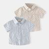 Children's Short-Sleeved Shirts, Boys' Summer Striped Shirts, Korean Style Baby Boys' Casual Half-Sleeved Lapel Tops