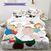 Family Guy Pattern Bedding Quilt Set Quilt Cover Pillowcase Home Decoration Birthday Gift (1 * Duvet Cover + 2 * Pillowcase, Without Core)