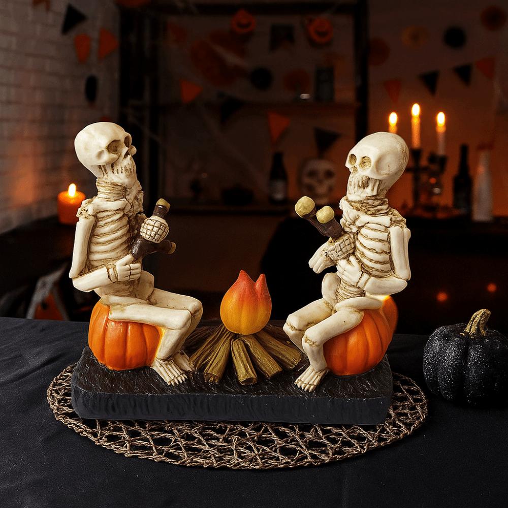Durable Pumpkin Skull Figurine Resin Halloween Ornament  Office Display