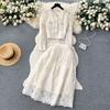 Classic Style round Neck Puff Sleeves Large Swing Autumn Clothing Lace