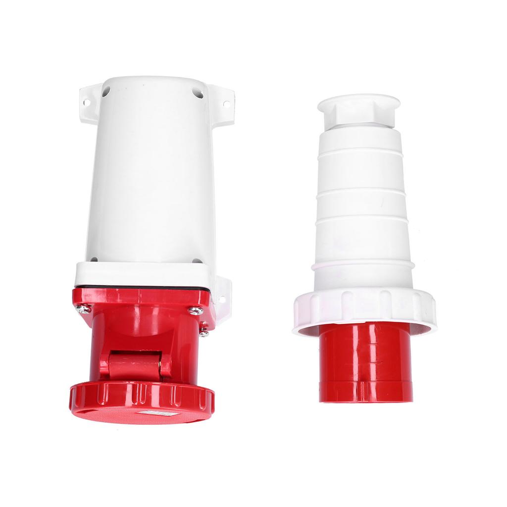 Conjunto de conectores de tomada industrial IP67 à prova d'água 3 fases de energia 4 pinos 63A 3P+E 380415V