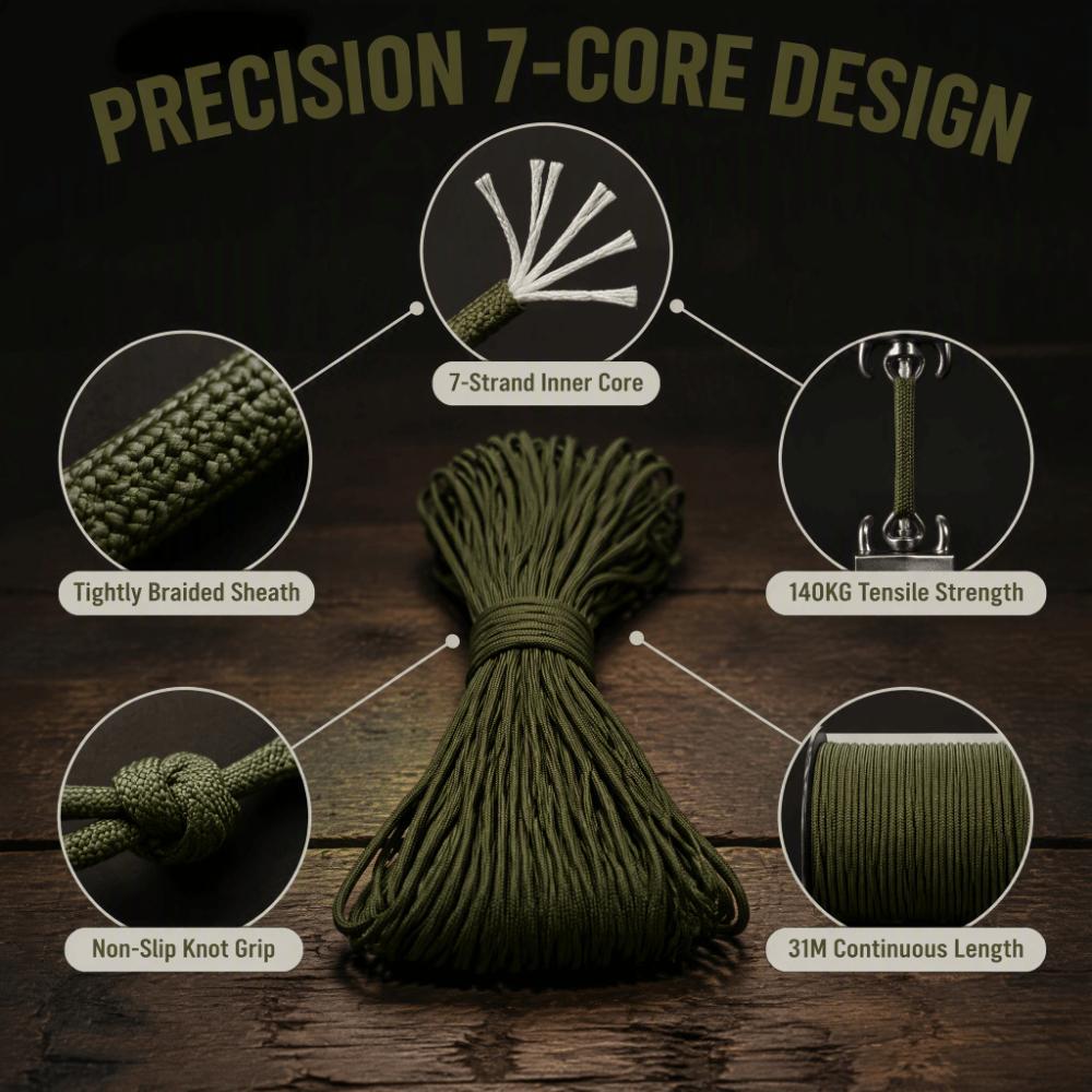 Durable Survival Rope 100 FT Emergency Tool Practical Parachute Cord  Outdoor Survival