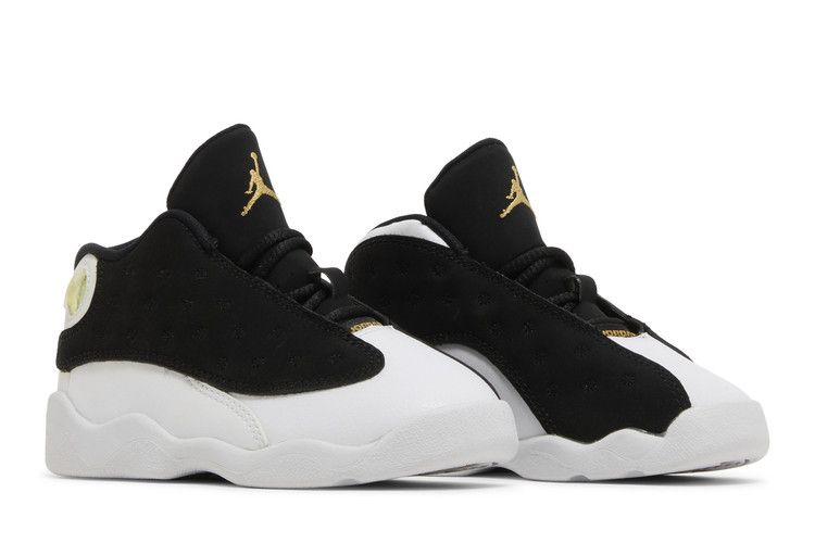 Kids' Sneakers Jordan 13 Retro Black White Gum Medium Brown Metallic Gold (TD)