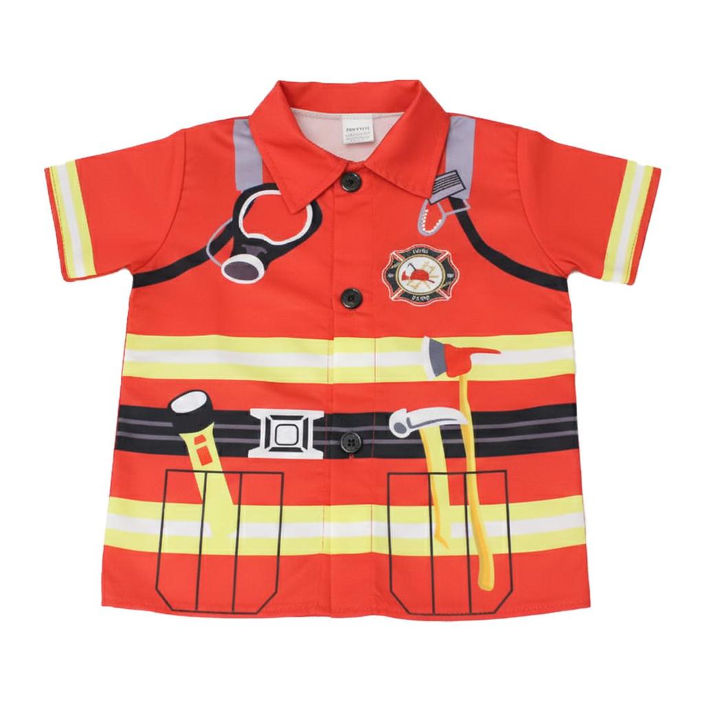 [monoii] Pretend Play Firefighter Cosplay Costume for Kids, Halloween Costume, Small