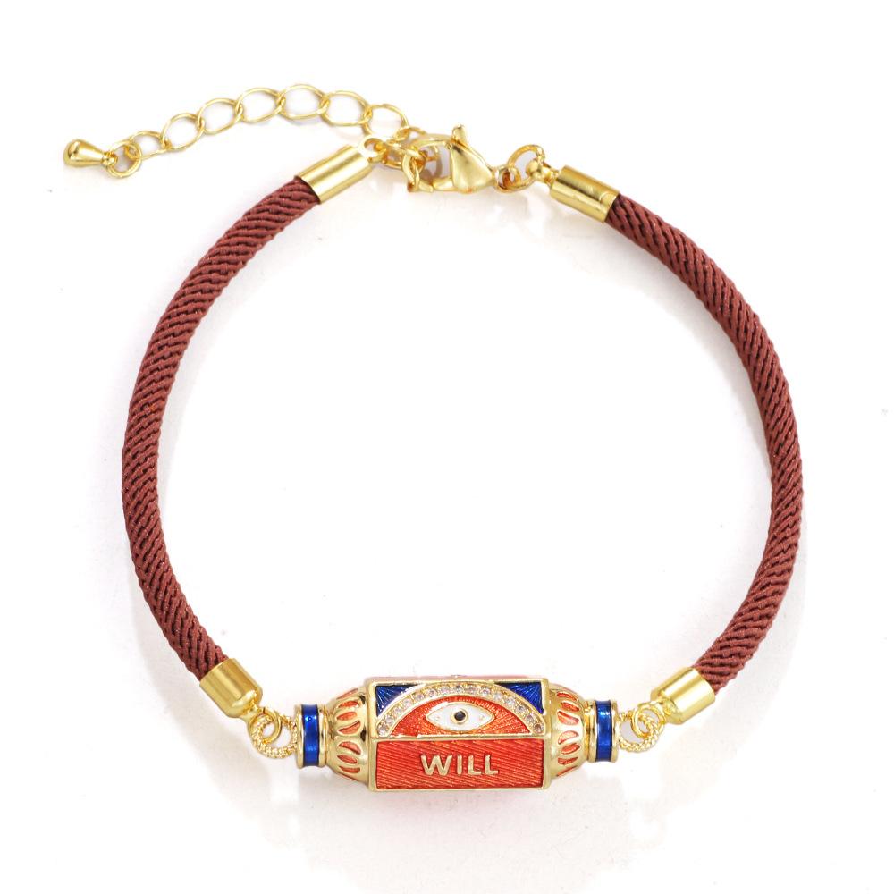 JMXD Punk Vintage Bracelet with Micro-inlaid Zircon Candy Hexagon Enamel Evil Eye Letter Colorful Trendy Fashion Stylish Unisex Jewelry