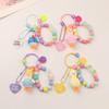 Cute Duck Candy Color Key Ring Smile Beads Key Chain Women Wallet Backpack