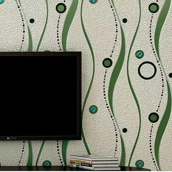 New Diamond Circle Deerskin Velvet TV Background Wallpaper 3D Embossed Wallpaper for Living Room Bedroom Home Decoration