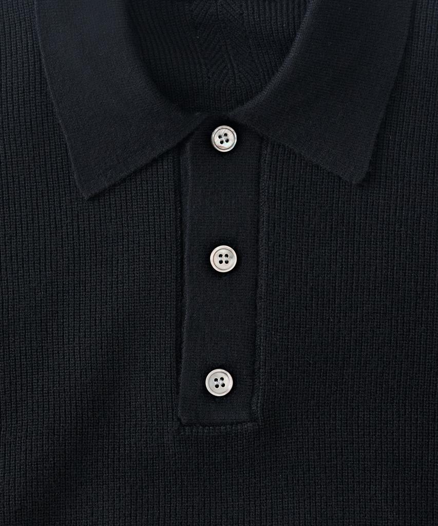 ANALOG MOOD Hachi Button-Up Collar Knit (Black)