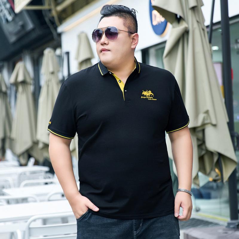 Extra Large Men's Summer Short-sleeved T-shirt Business Casual Polo Shirt Plus Fat Plus Size Loose T-shirt 195