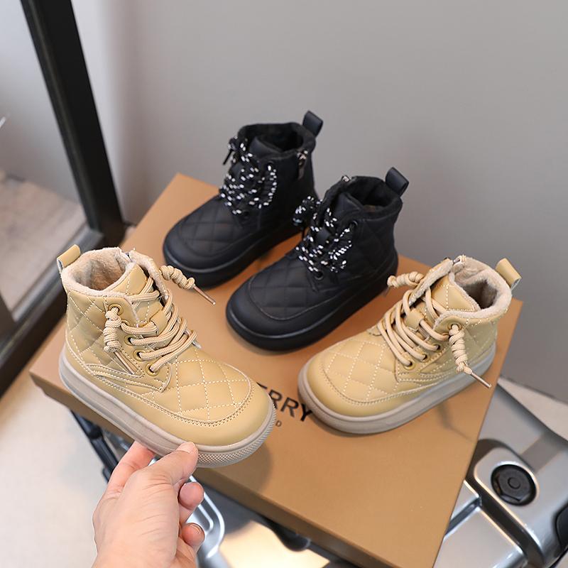 Kids Ankle Boots for Boys Girls Unisex Children Short Boots Warm Thermal Cotton Inside Sports Style Side Zipper 26-36
