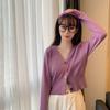 Versatile Korean V-neck Slimming Knit Cardigan - Spring/Autumn Long Sleeve Outerwear