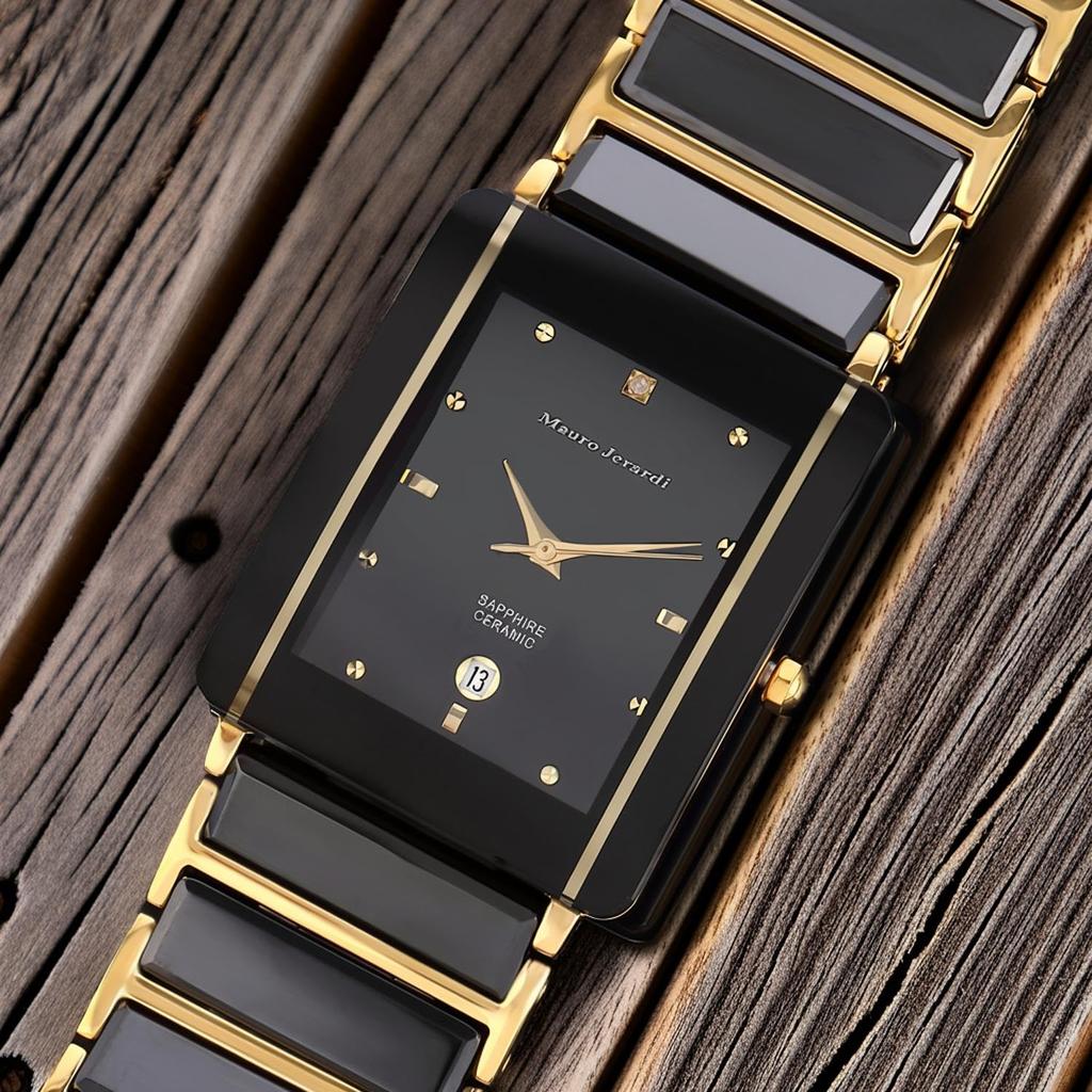 Stainless Steel Ceramic Luxury Sapphire 1 Natural Diamond [Mauro Gerardi] Men's Watch, & Bracelet, MJ3080-1, Crystal,