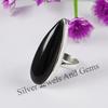 Teardrop Black Onyx Ring, 925 Sterling Silver, Long Handmade Ring