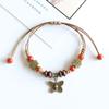 Personality Adjustable Ceramic Beaded Bracelet Vintage Ethnic Style Butterfly Pendant Bracelet Bohemian Bracelet Jewelry Gifts