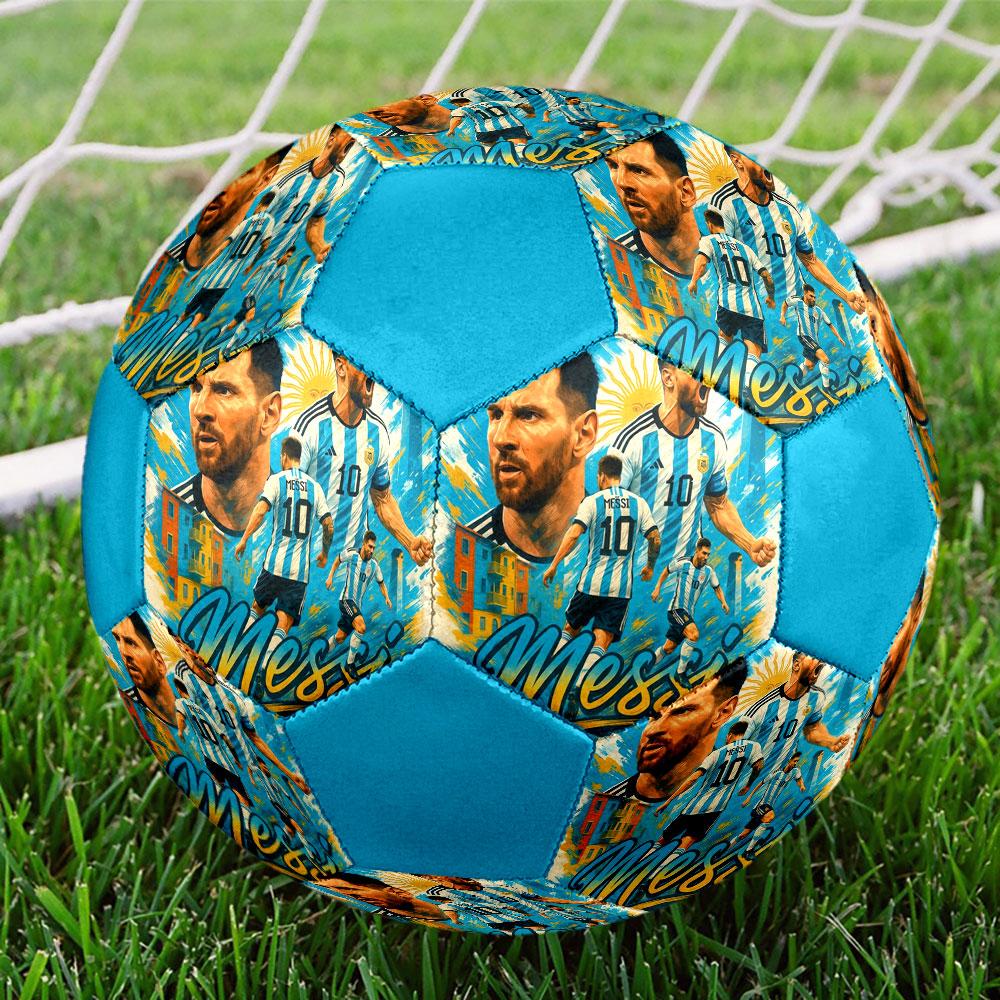 1PZ Pallone da Calcio Messi Athletic Power taglia 5 Pallone da Calcetto PrahaColorato Per Tutte le Età Cucito a Macchina PVC Pronto per la Competizione Resistente Alto Rimbalzo