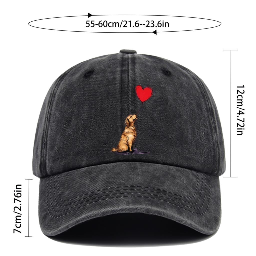Pc Golden Retriever und Herzballon Muster Gedruckte Baseballkappe Geeignete Sonnenkappe für Tierliebhaber Bequem und Leichtgewicht