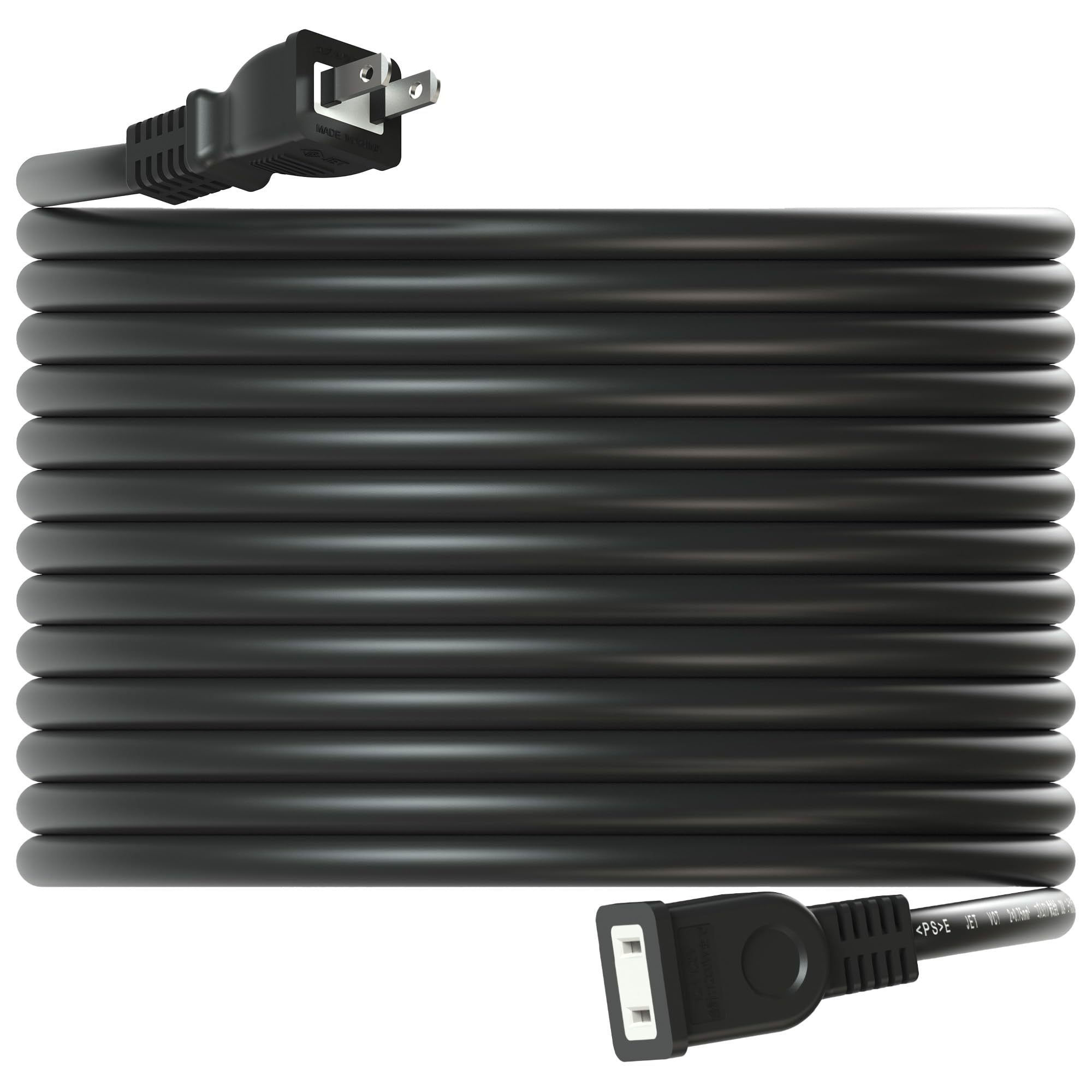 

20m Power Cord Extension, Single Outlet, 600V Power Cord, Work Cord, Power Strip, Camping, Soft Cable, Black, Heat and Cold Resistant, PSE Certified,