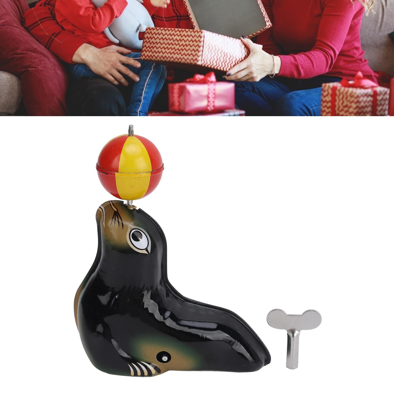 Sea Lion Balancing A Ball Figure Wind Up Toy Vintage Animal Clockwork Toy for Kids Toddler Party Gift