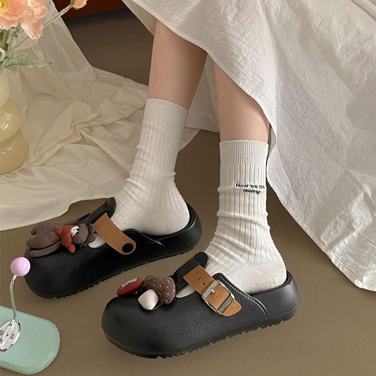 Lightweight and cute cartoon thick-soled bag head slippers women's summer wear soft-soled heightening Birkenstock slippers