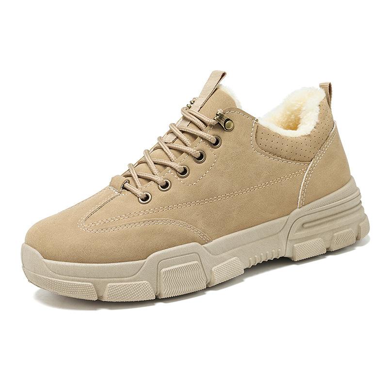 Winter Boots Man Velvet Warm Plush Shoes Casual Platform Snow Boots Fashion Low-top PU Leather Cotton Men's Shoes Ankle Booties