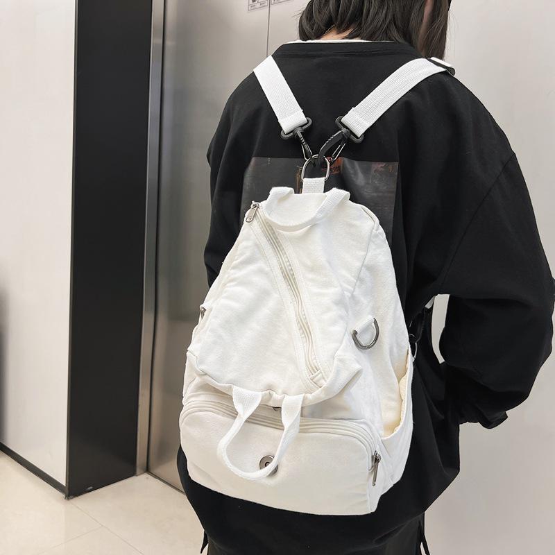 Ruiying Plátěný batoh s velkou kapacitou, pratelný - Unisex, japonský styl, jednobarevný