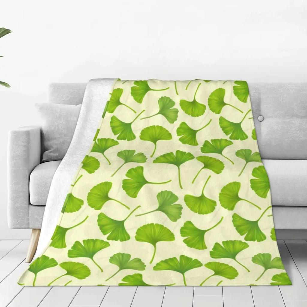 Ginkgo Biloba Flannel Blanket Super Warm Colorful Leaves Print Bedding Throws Winter Travel Office Bedroom Novelty Bedspread