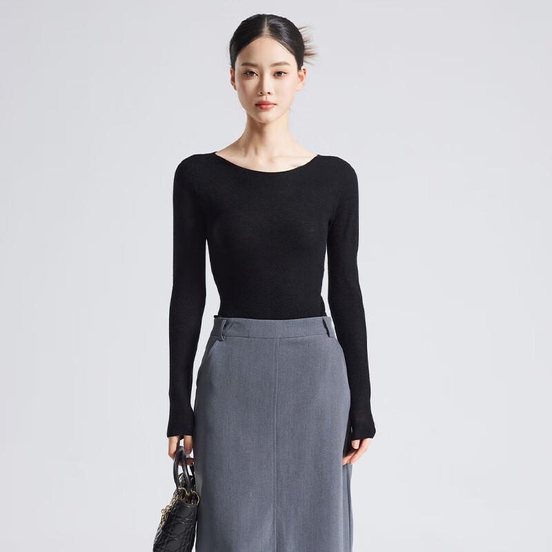 

Fengxun Women s Seamless Silk Cashmere Blend Round Neck Sweater XL