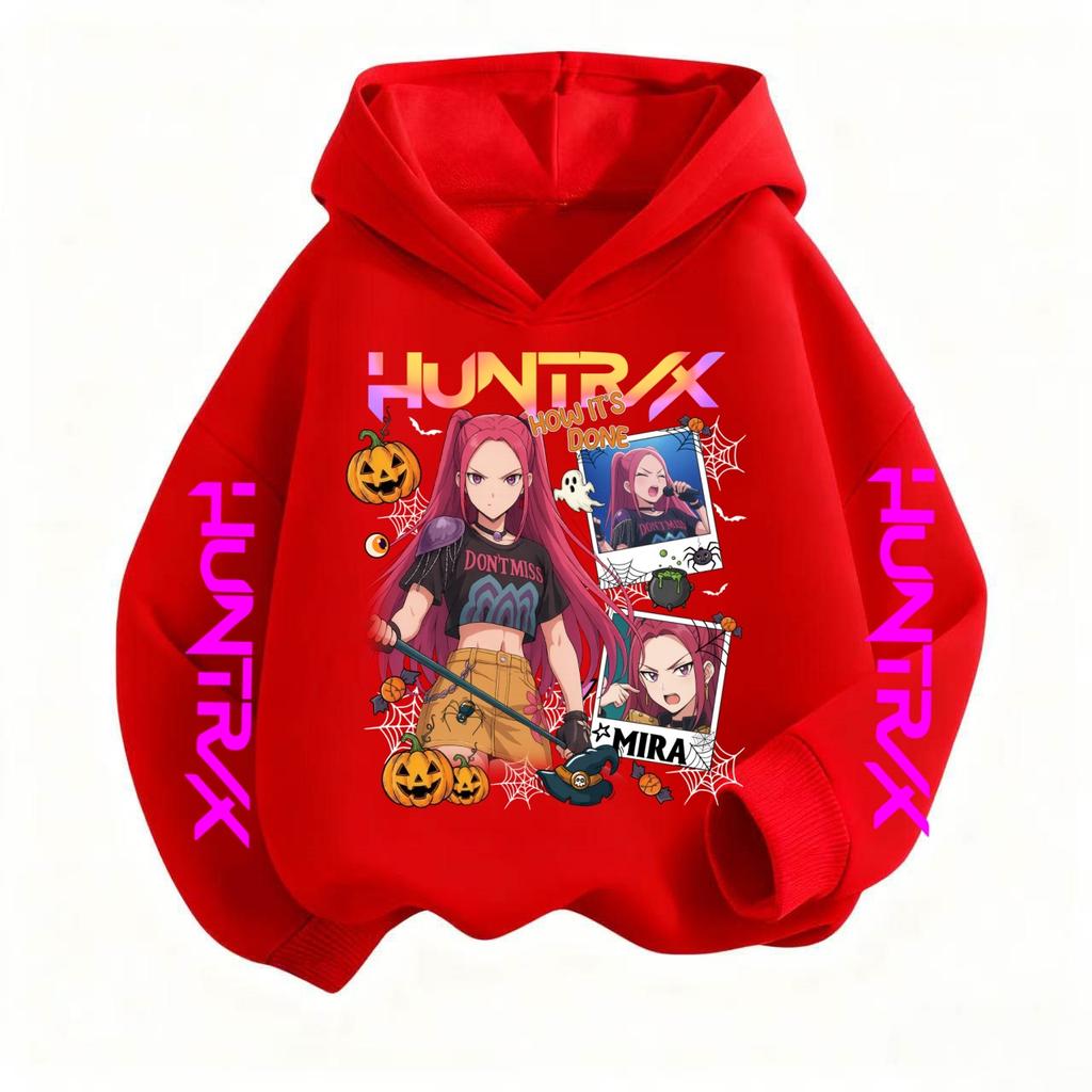 KPop Demon Hunter Cartoon Girl Boy Hooded Sweatshirt Children Fashion Casual Top Casual Girl Boy Costume