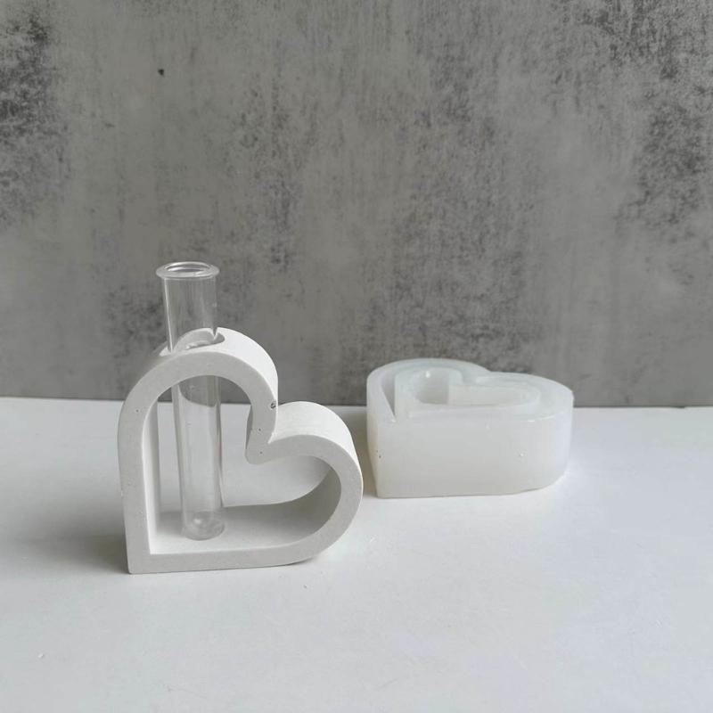 Heart Shaped Silicone Mould Hydroponic Test Tube Plant Vase Mold Cement Flower S Resin Mold Decor Concrete Molds