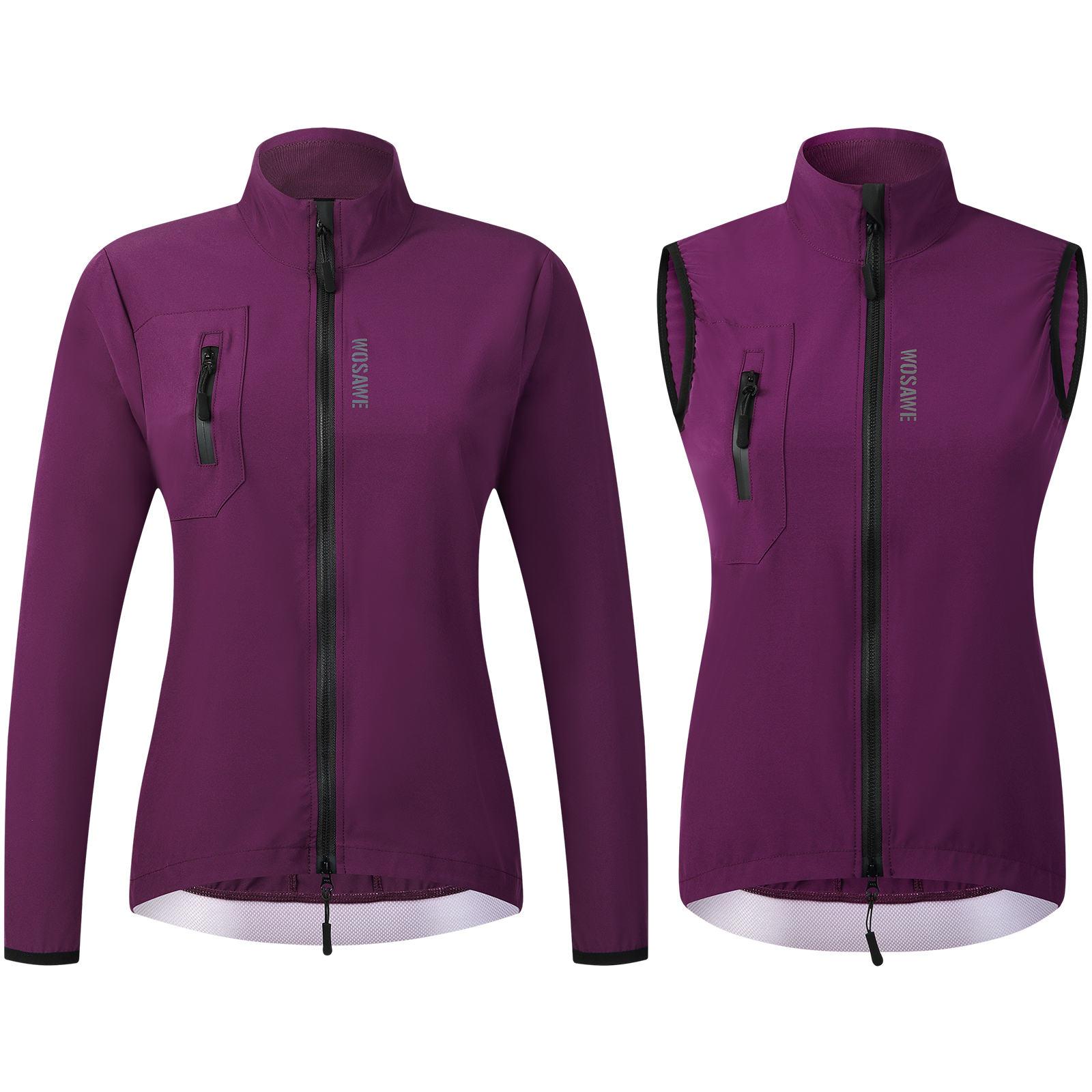 

Жіноча велосипедна вітровка WOSAWE Вітрозахисна водовідштовхувальна велосипедна куртка Світловідбиваюча легка жилетка XL фіолетовий