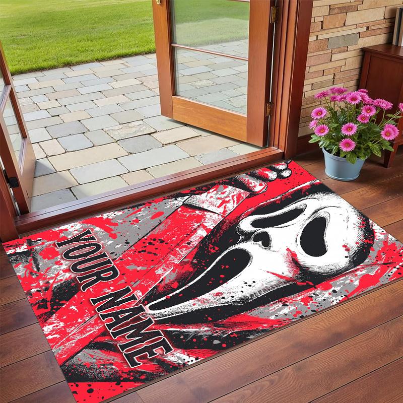 Crystal Velvet Rug Custom Name Text, Soft Non Slip Floor Mat Home DecorScream Ghostface