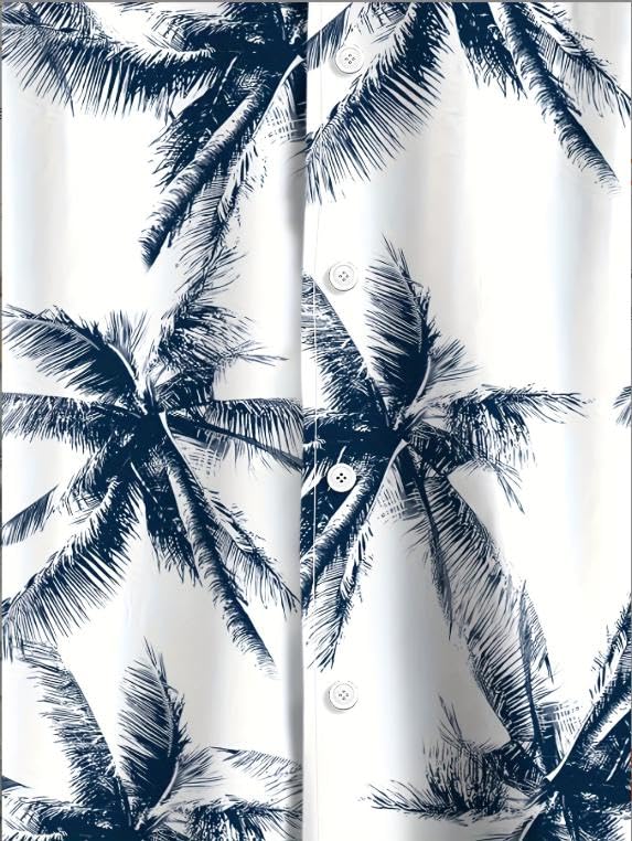 Emptio Regular Short Business Dress Office Cool Feeling Aloha-Style Shirt, Beach, Collared, Refreshing, Outdoor, All-Over Print, Collar, Sleeve,