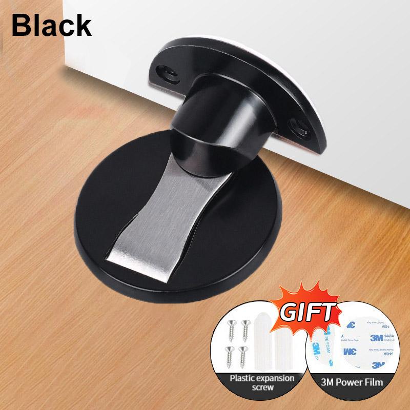 

1/2 шт. Бесшумный невидимый дверной стопор без перфорации, Сильный магнитный, Бытовой, Для спальни, Ванной комнаты, Защита от столкновений, Бесшумный, Напольный, Самоблокирующийся стопор 1PC чёрный