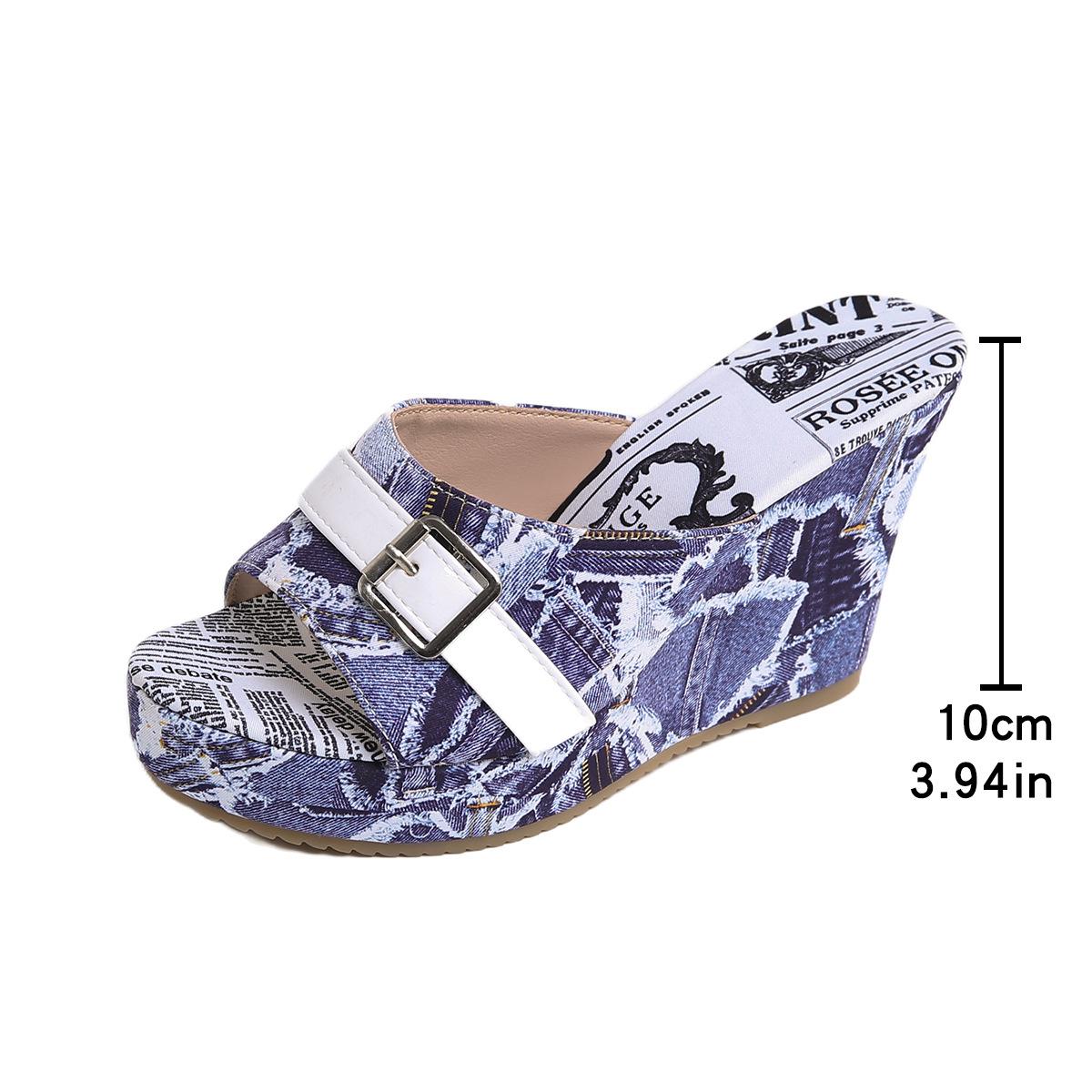 

New Plus Size Belt Buckle Exposed Toe Straight Slippers for Women, Retro Style 42 світло-синій колір