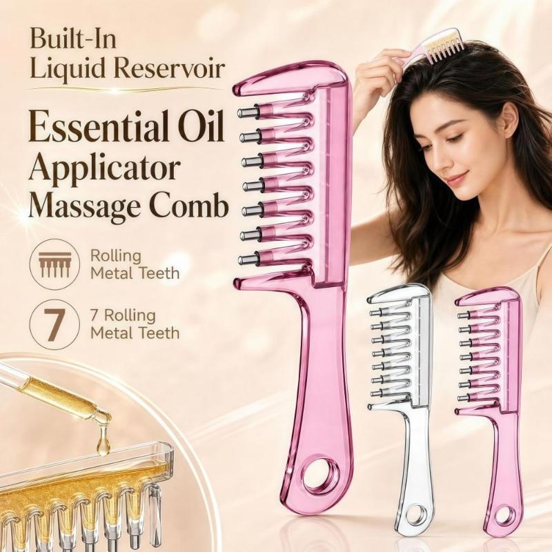 Unisex Essential Oil Massage Comb with Built-In Liquid Reservoir Anti-Leak Hair Care Massager for Daily Home Use
