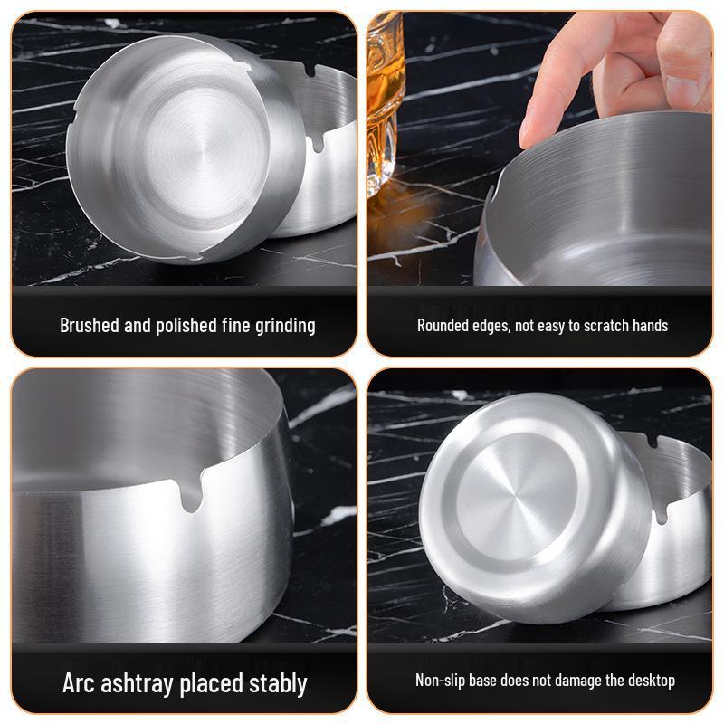 Commercial Windproof Stainless Steel Ashtray - Large Size, Custom Logo for Household, Internet Cafe, Hotel, and Restaurant Use