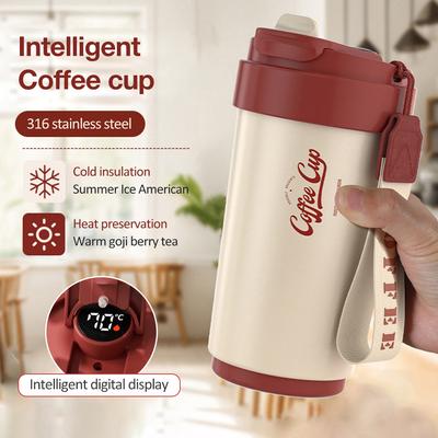 450 ml Smart Kaffeetasse aus Edelstahl, Thermosbecher mit intelligenter Temperaturanzeige, tragbarer Reisebecher, Vakuumflasche
