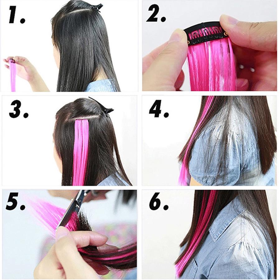 Colorful Invisible Clip-In Hair Extension: High-Temperature Silk for Highlighted Straight Hair