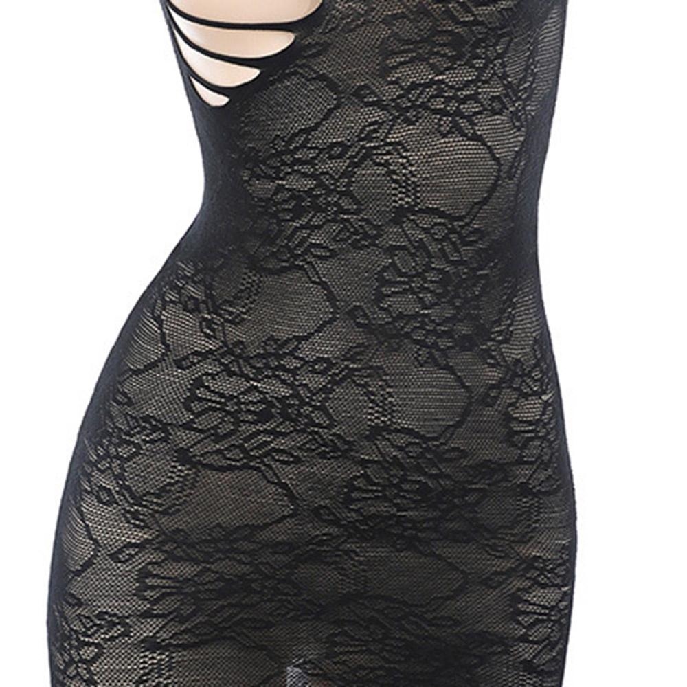 Women Sexy Sleeveless Tight Lace Lingerie Hollow Dress Sheer Elegant Intimate Apparel Trendy Sensual Outfit