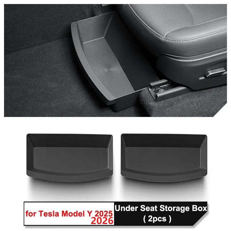 for Tesla Model Y Juniper 2025 Under Seat Storage Organizer Box Front Rear Seater TPE Storage Case ModelY Launch 2026 Trash Can