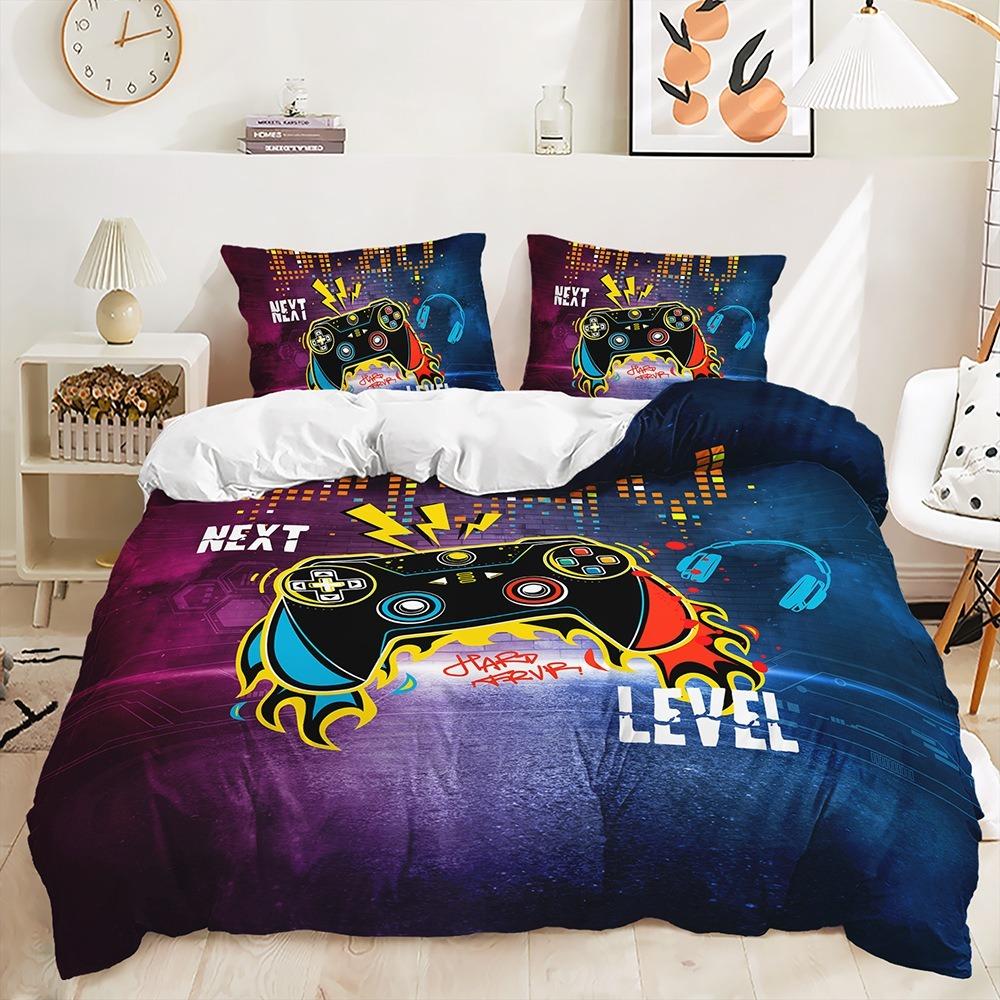 3D Game Controller Pattern Duvet Cover Pillowcase Bedding Black Bedding Set Adult Teen Single Double Queen Size Gift