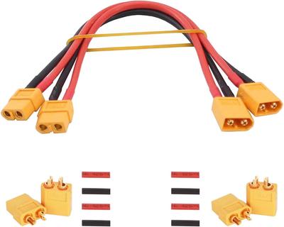 2 Pcs XT60 Male-Female Cable 30cm 14AWG Silicone + 2 Pairs XT60 Male/Female Connectors for RC Lipo FPV Drone