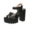 Small Size 36-43 Elegant Leather Shoes for Women Summer Platform Sandals 2025 Block High Heel Sandals for Women Office Moms