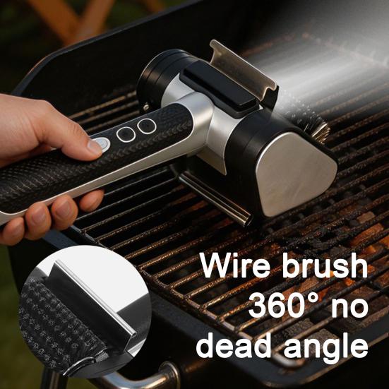 DYS Cordless Electric Grill Brush, Bristle Free BBQ Cleaning Brush with Roller, Rechargeable Stainless Steel Grate Scraper for Outdoor Grid