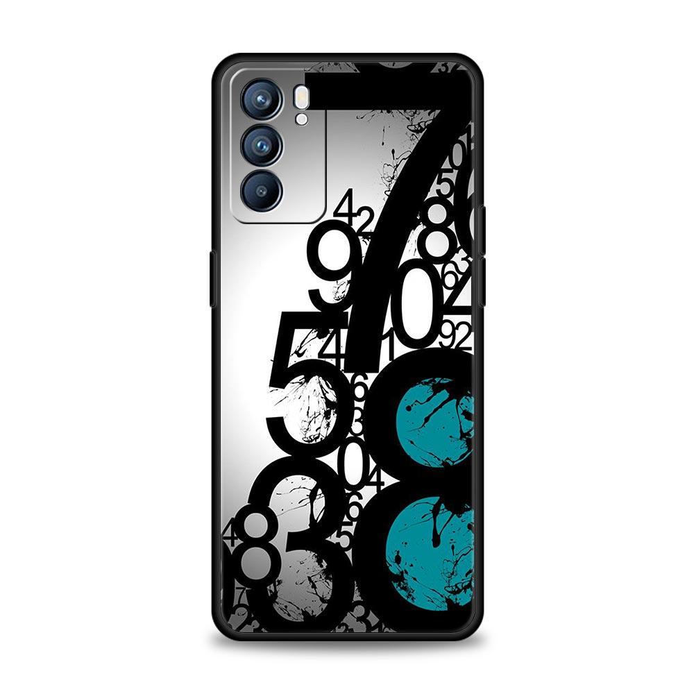 Number Pattern Phone Case For Oppo A17 A31 A54 A57 A78 A79 A98 Find X5 X6 Reno 6 7 8 10 11 12 13 F Pro 5G Soft TPU Cover Fundas